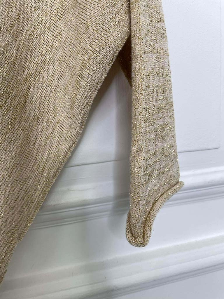 Asymmetric Shimmer Knit - Stone