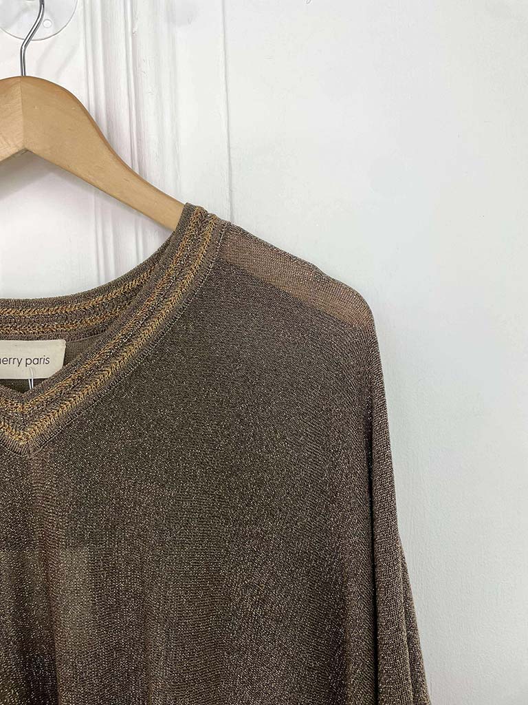 Luxe Shimmer Knit Top - Mocha