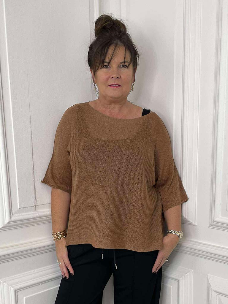 Boxy Fine Knit - Chestnut