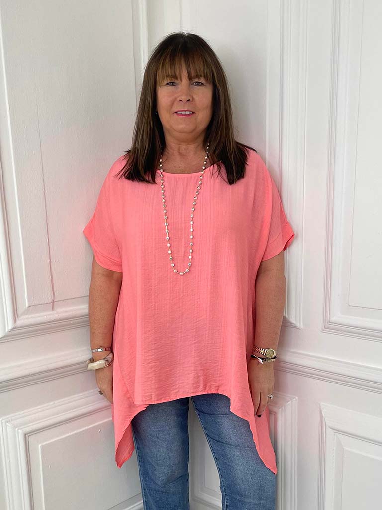 Dipped Swing Tunic - Coral