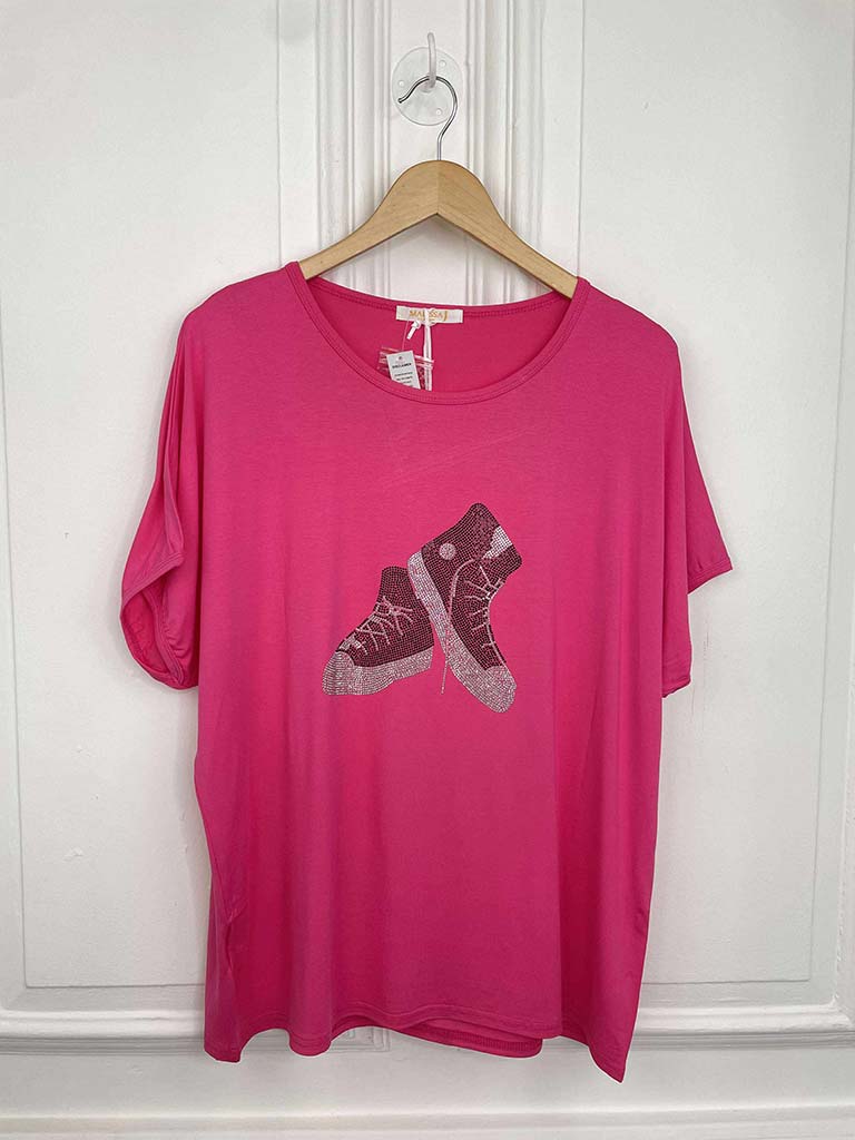 Malissa J Studded High Top Tee - Hot Pink