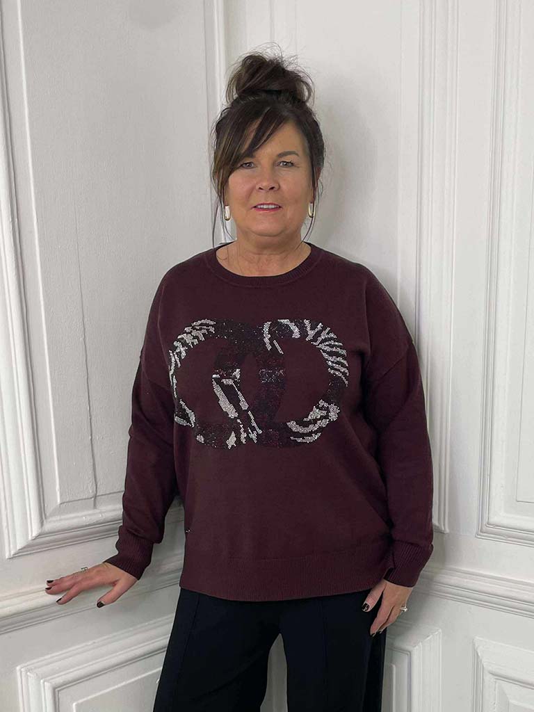 Malissa J Studded Link Knit - Wine