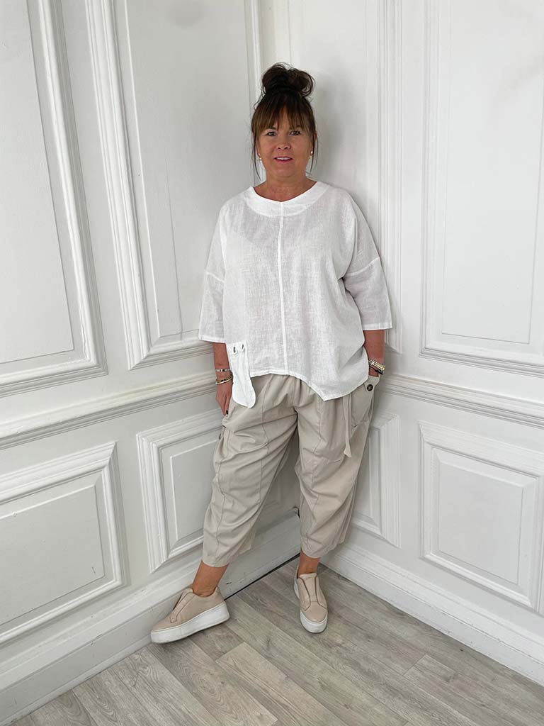 Cocoon Button Trousers - Stone