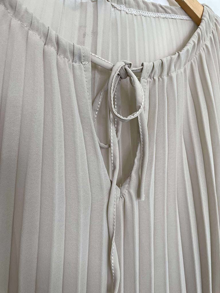 Pleat Balloon Sleeve Top - Stone
