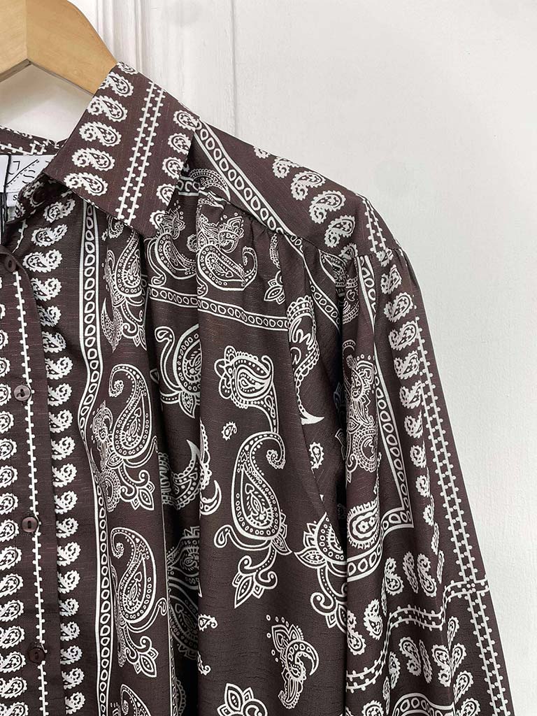 Paisley Long Sleeve Shirt - Espresso