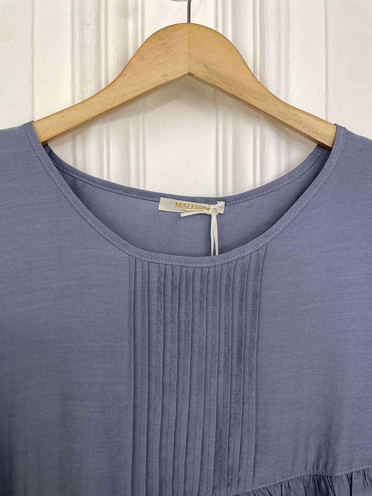Malissa J Pin Tuck Top - Denim