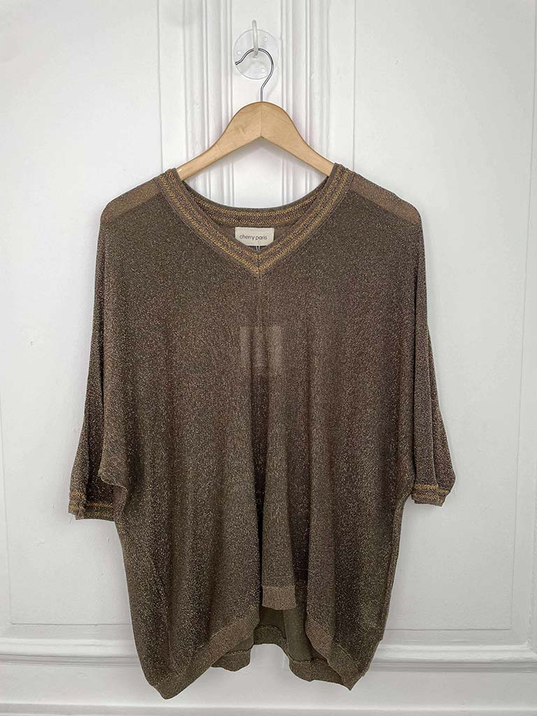 Luxe Shimmer Knit Top - Mocha