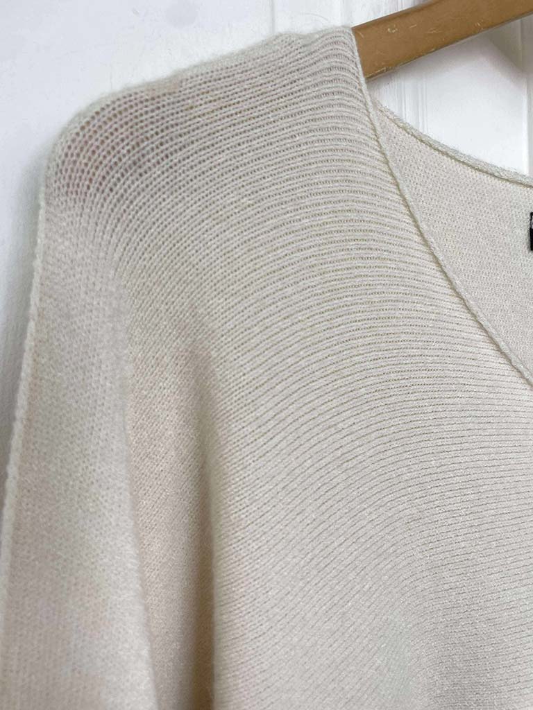 Exposed Seam Batwing Knit - Ecru