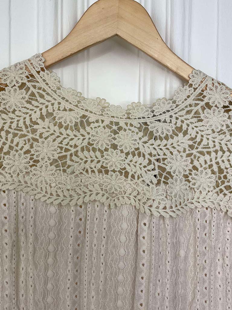 Broderie Anglaise Crochet Top - Ecru