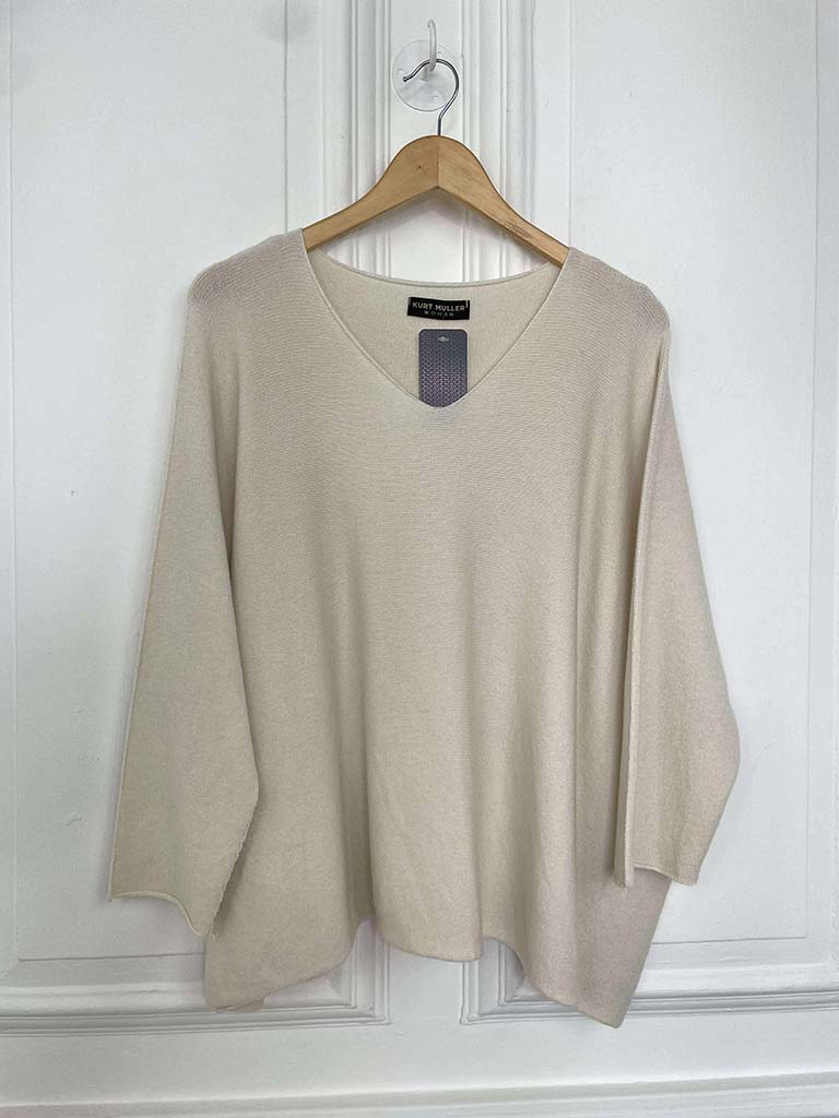 Exposed Seam Batwing Knit - Ecru