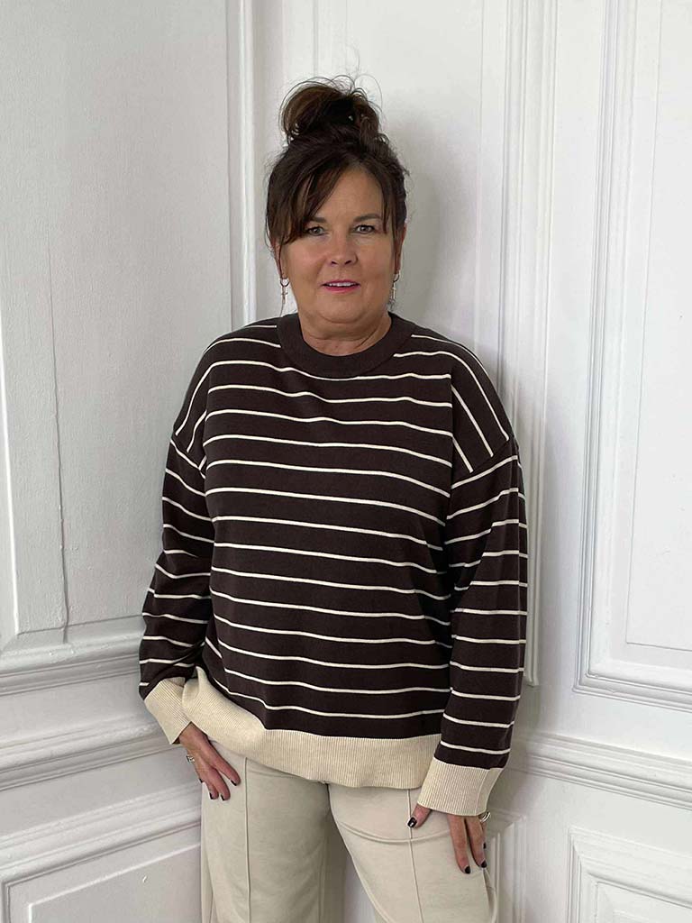 Riviera Stripe Knit - Chocolate