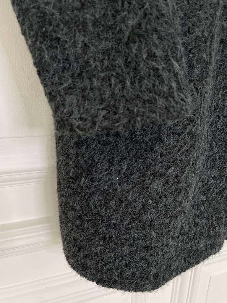 Lapel Collar Felted Coat - Charcoal