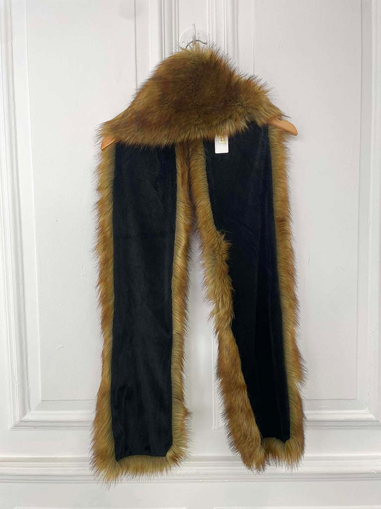 Malissa J Faux Fur Pocket Scarf - Tan