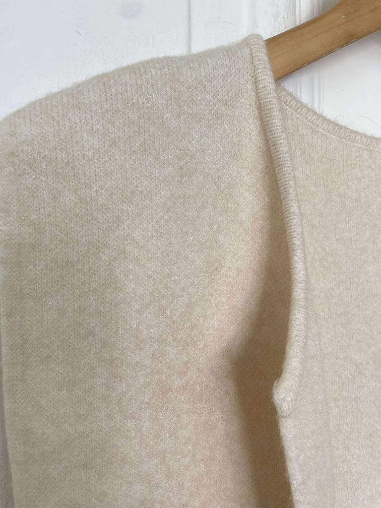 Faux Fur Pocket Knit Waistcoat - Cream
