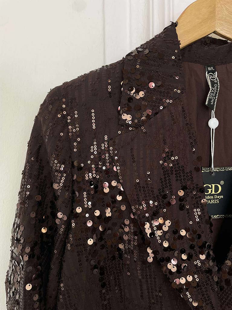 Aurora Sequin Blazer - Chocolate