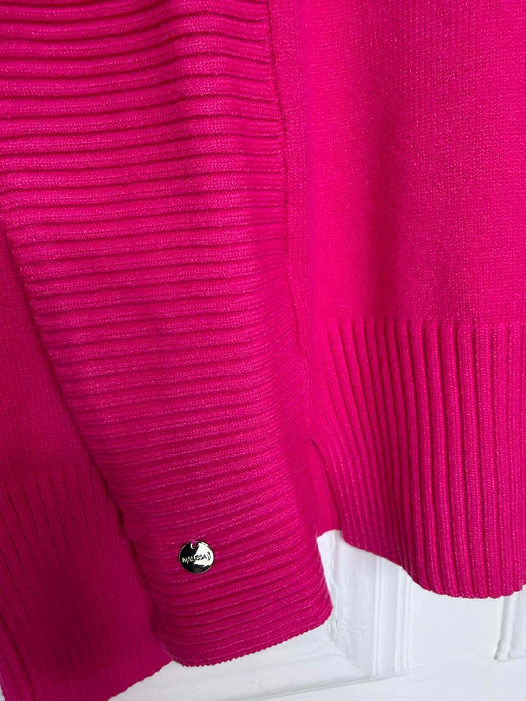 Malissa J Ribbed Edge Split Knit - Hot Pink