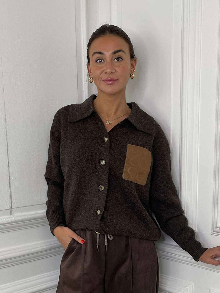 Love Pocket Knitted Jacket - Chocolate