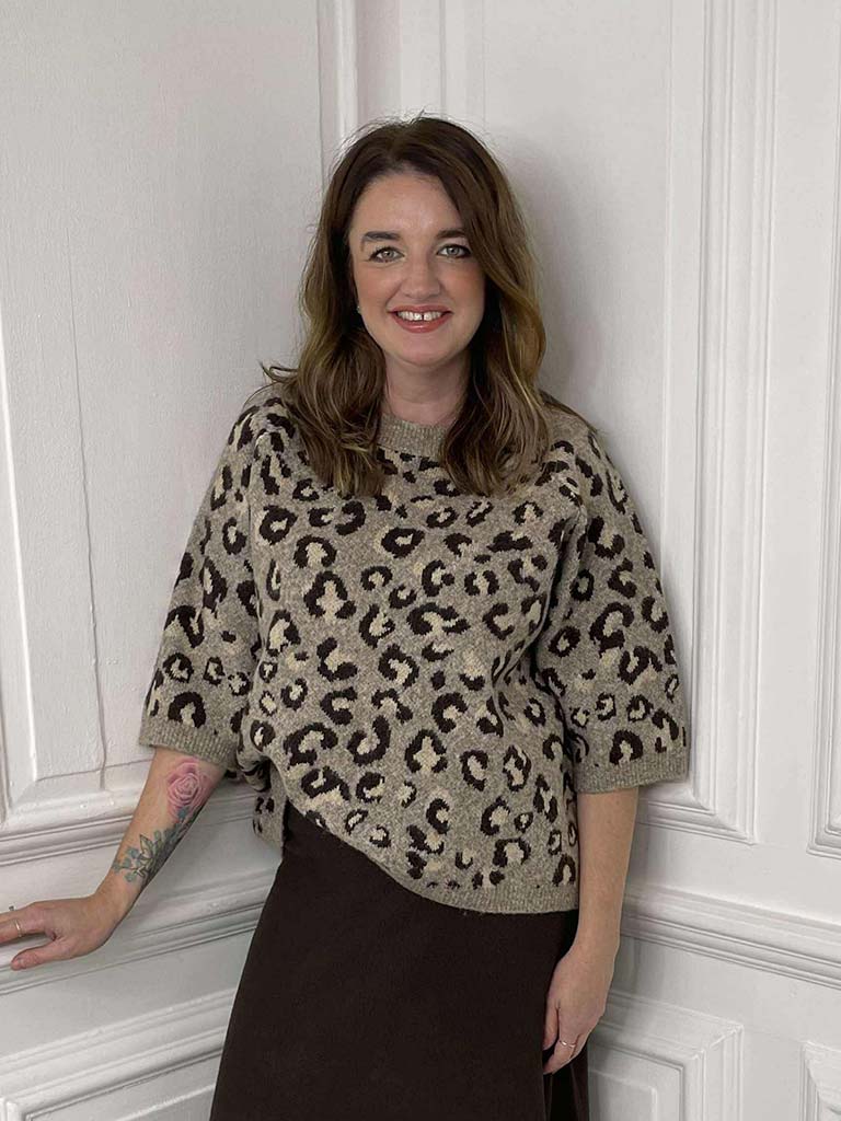 Leopard Jacquard Knit - Stone