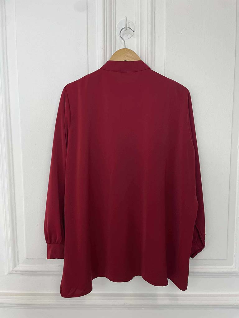 Plissé Ruffle Shirt - Ruby