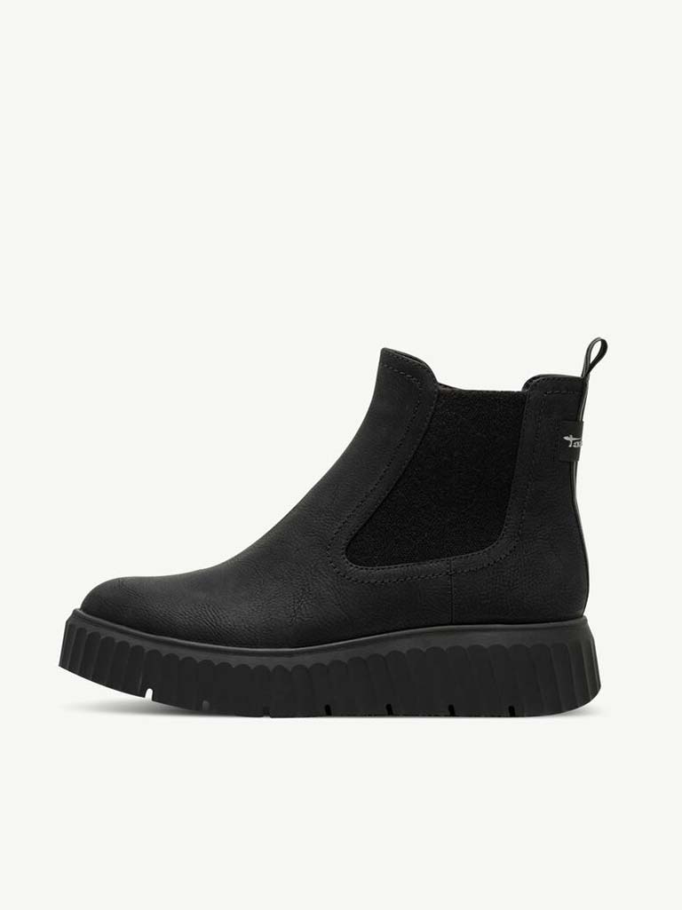 Tamaris Faux Leather Flatform Boots - Black