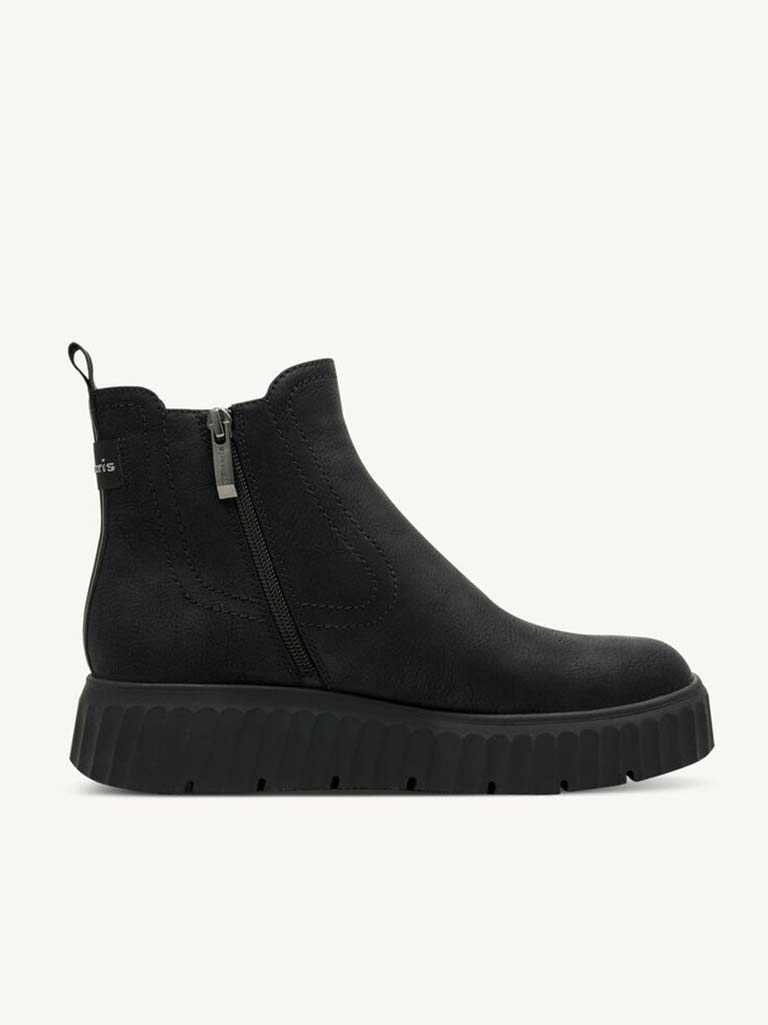 Tamaris Faux Leather Flatform Boots - Black