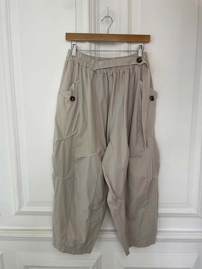 Cocoon Button Trousers - Stone