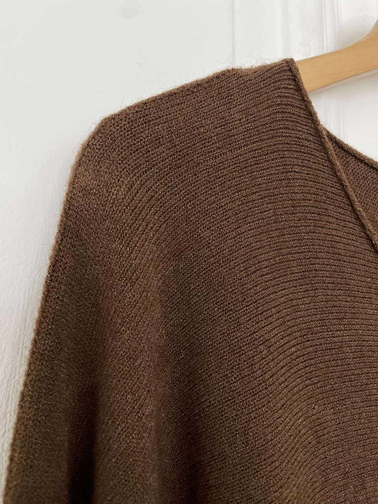 Exposed Seam Batwing Knit - Toffee