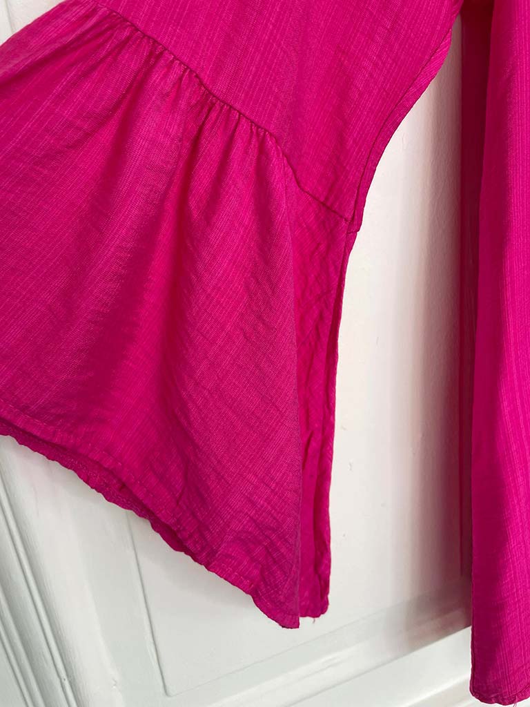 Bardot Frill Sleeve Top - Hot Pink