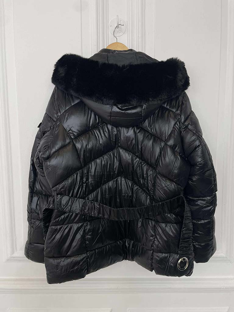 Padded Faux Fur Hooded Coat