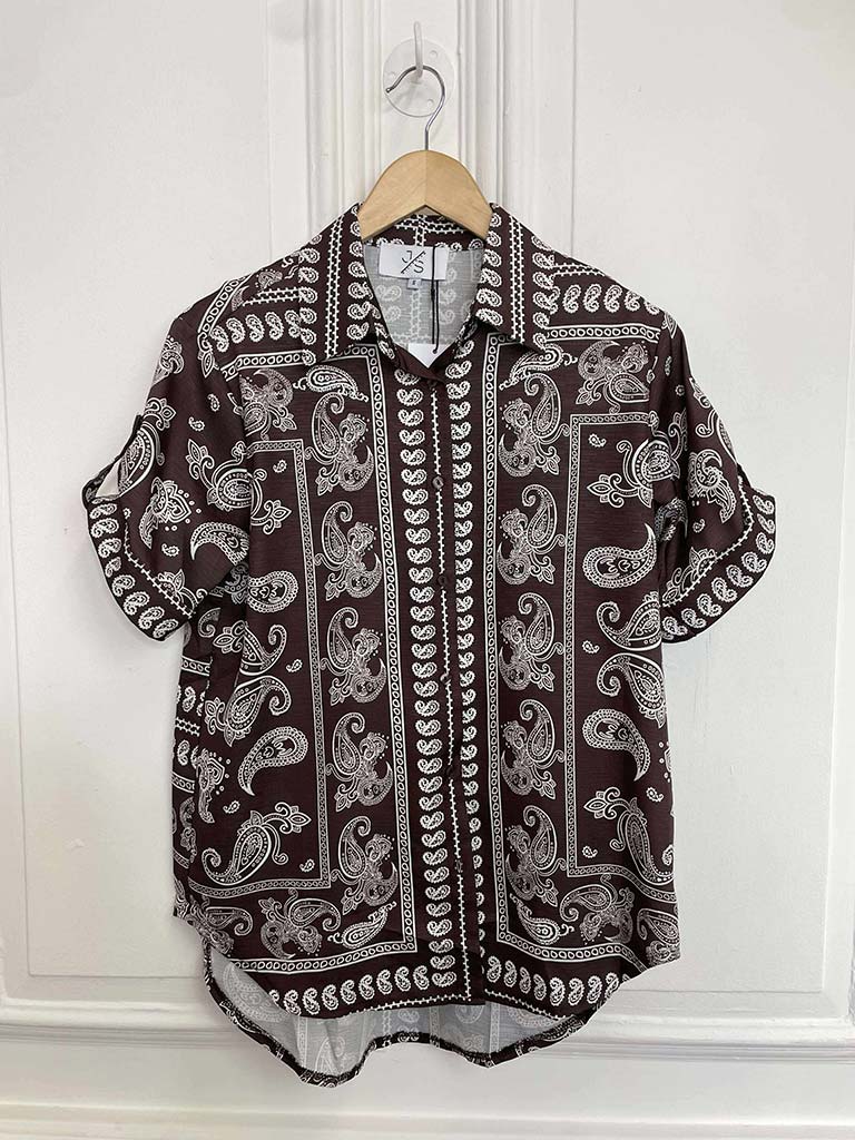 Paisley Boxy Shirt - Espresso