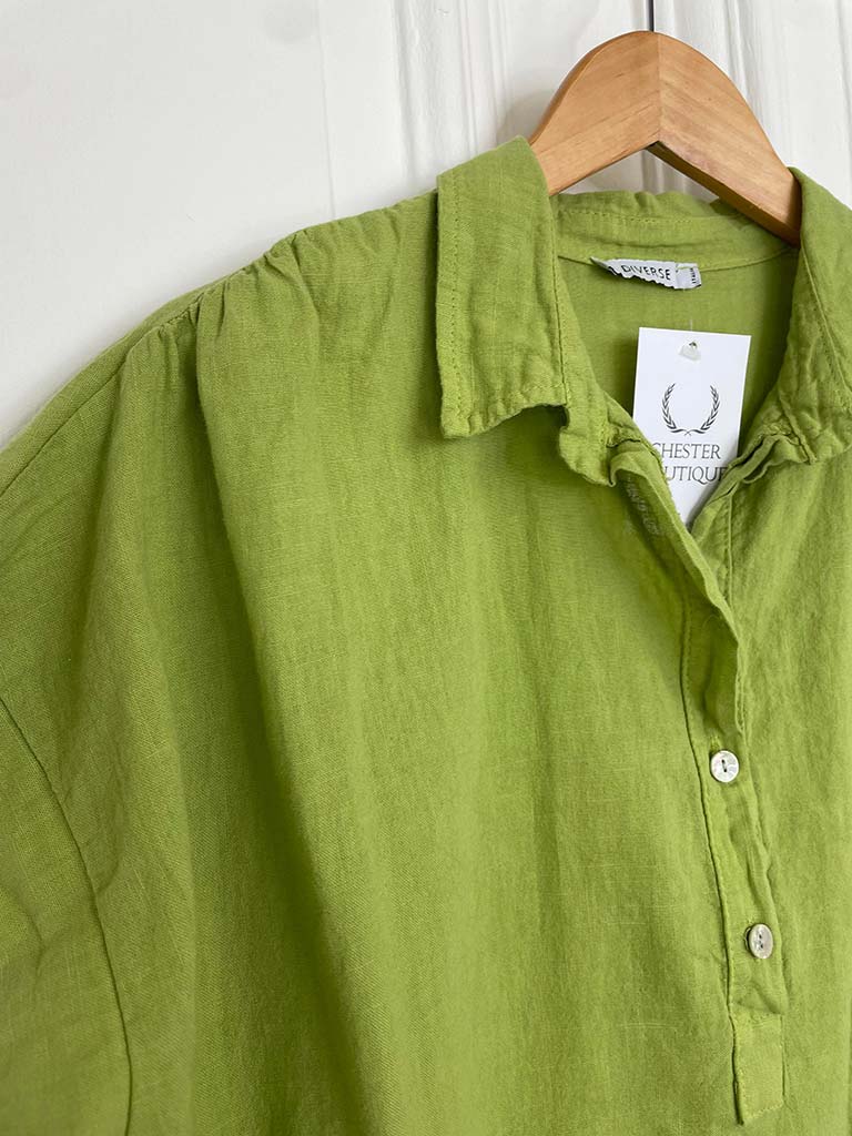 Cotton & Linen Popover Shirt - Avocado