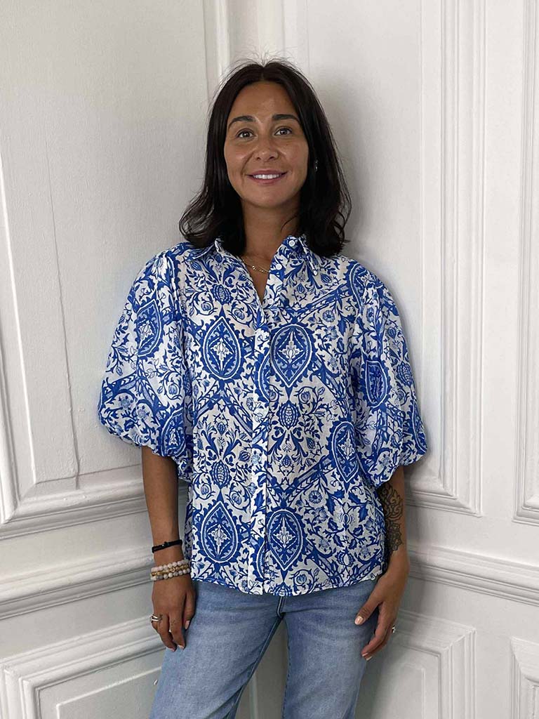 Puff Sleeve Floral Print Shirt
