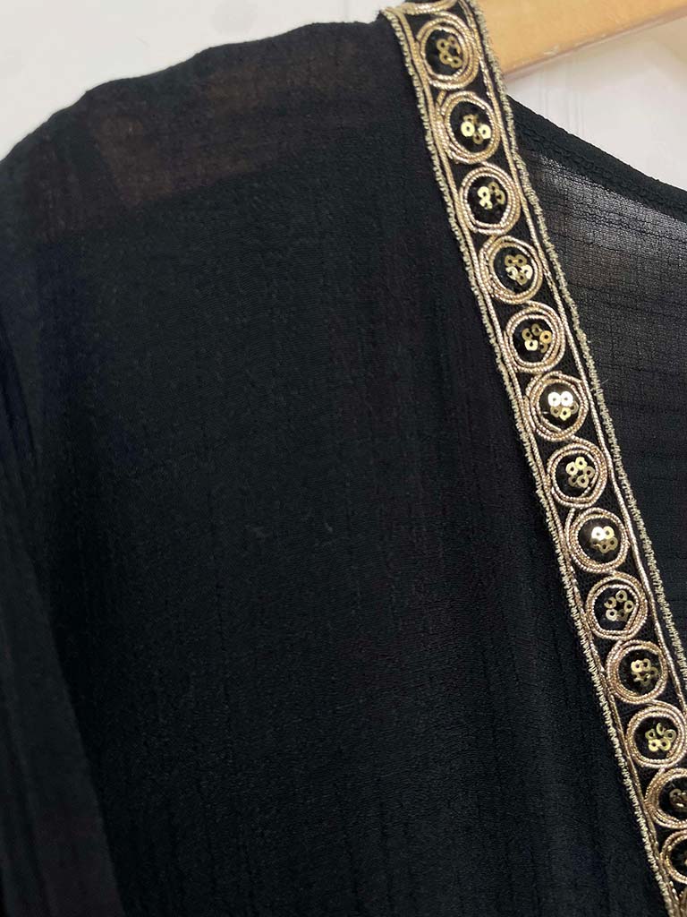 Gold Shimmer Kimono - Black
