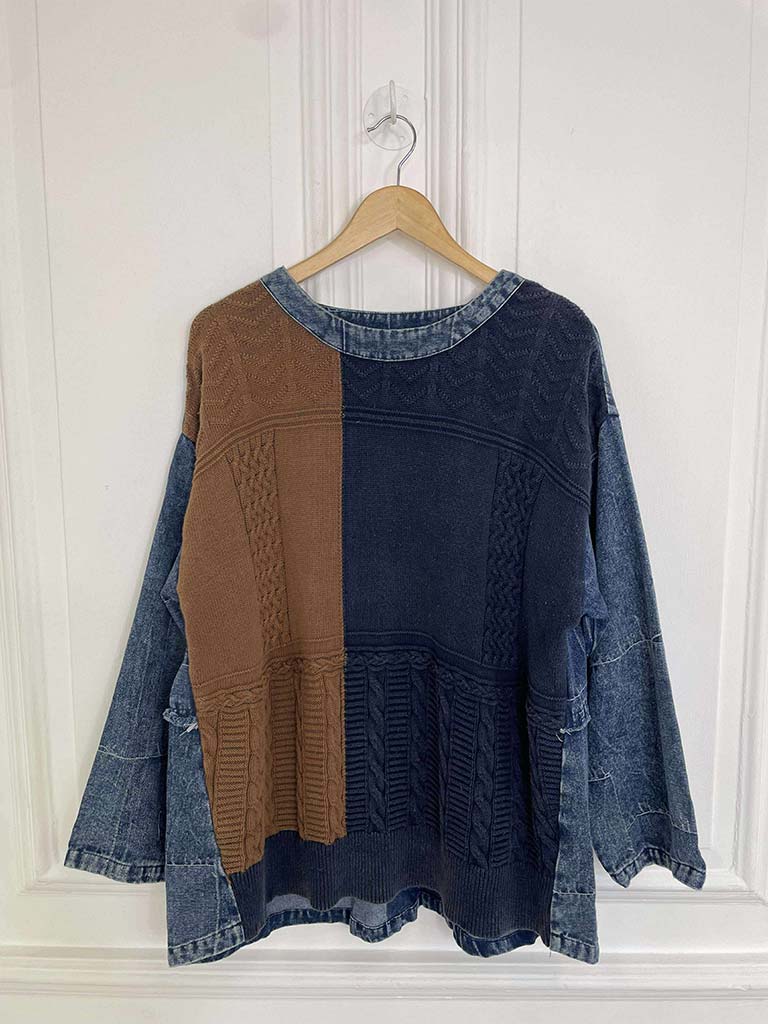 Denim Patchwork Knit