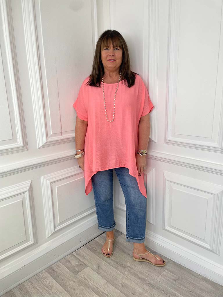 Dipped Swing Tunic - Coral