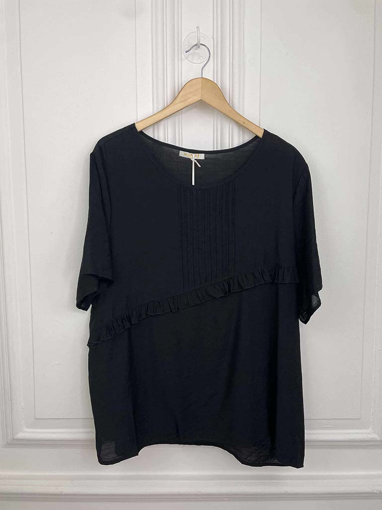 Malissa J Pin Tuck Top - Black
