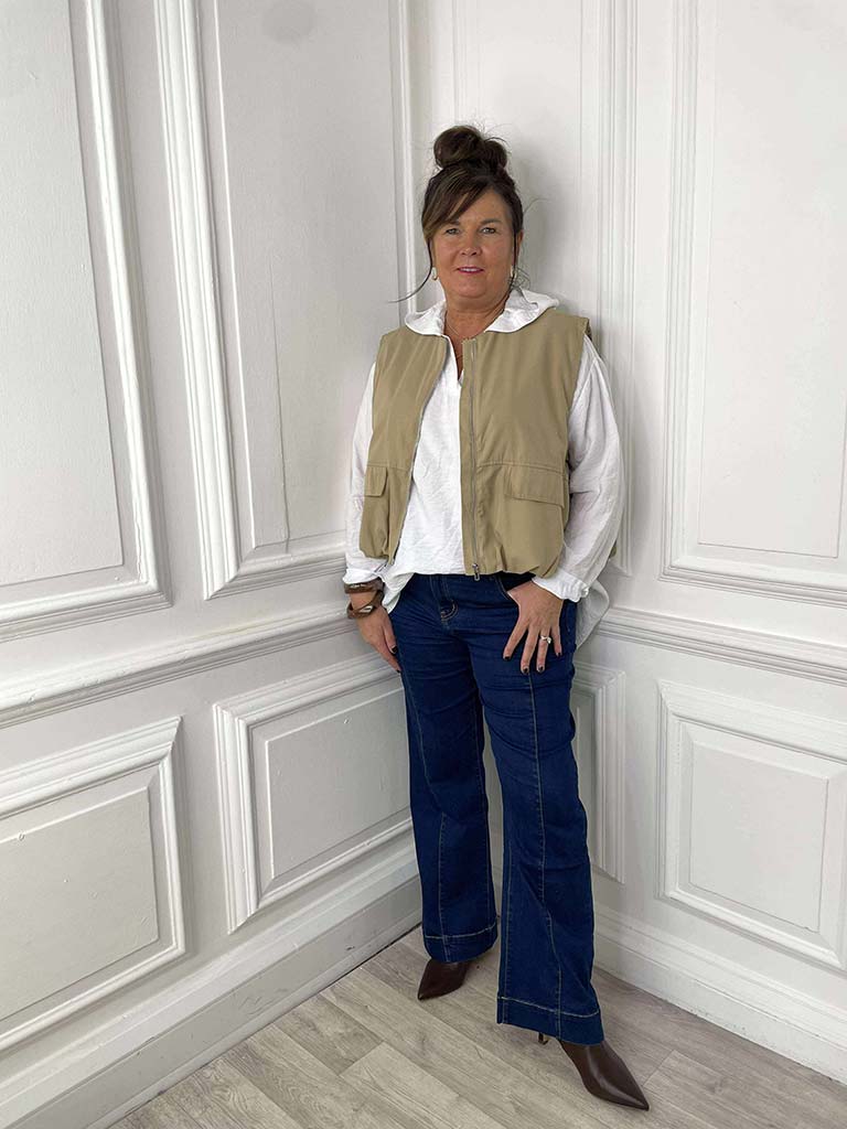 Bubble Hem Gilet - Sand