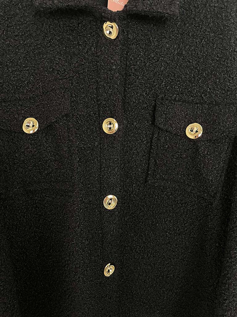 Boucle Boyfriend Jacket - Black