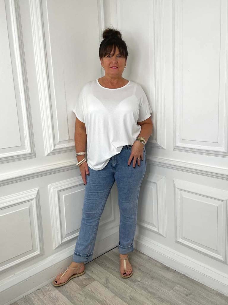 Straight Leg Stretchy Jeans - Vintage Blue
