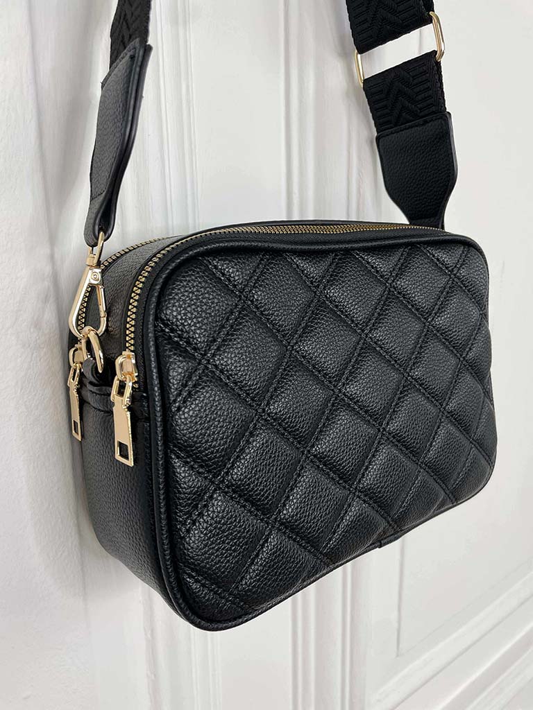 Quilted Cross Body Bag - Black