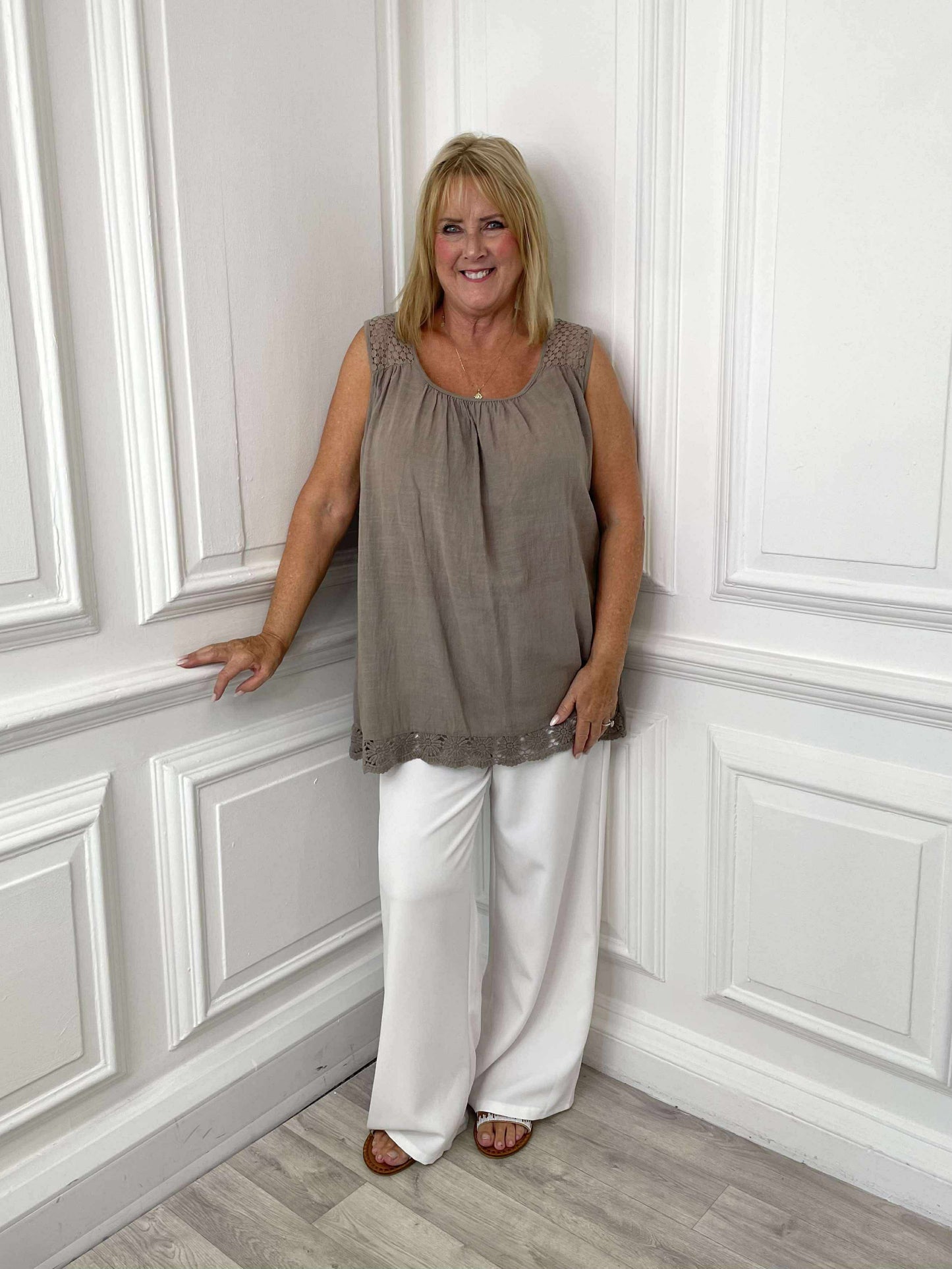 Sports Luxe Wide Leg Trousers - Warm White