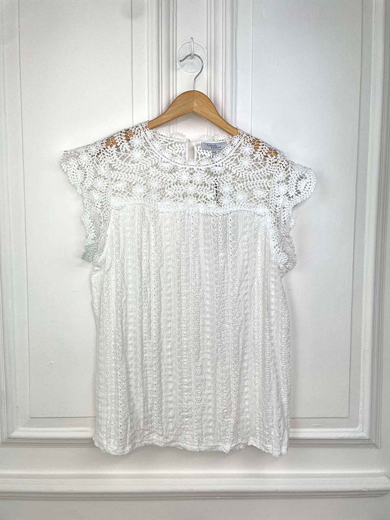 Broderie Anglaise Crochet Top - White