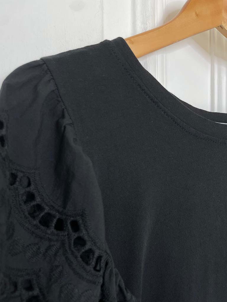 Broderie Anglaise Tee - Black
