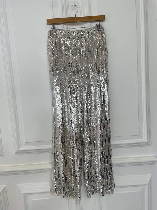 Sequin Wide Leg Trousers - Champagne