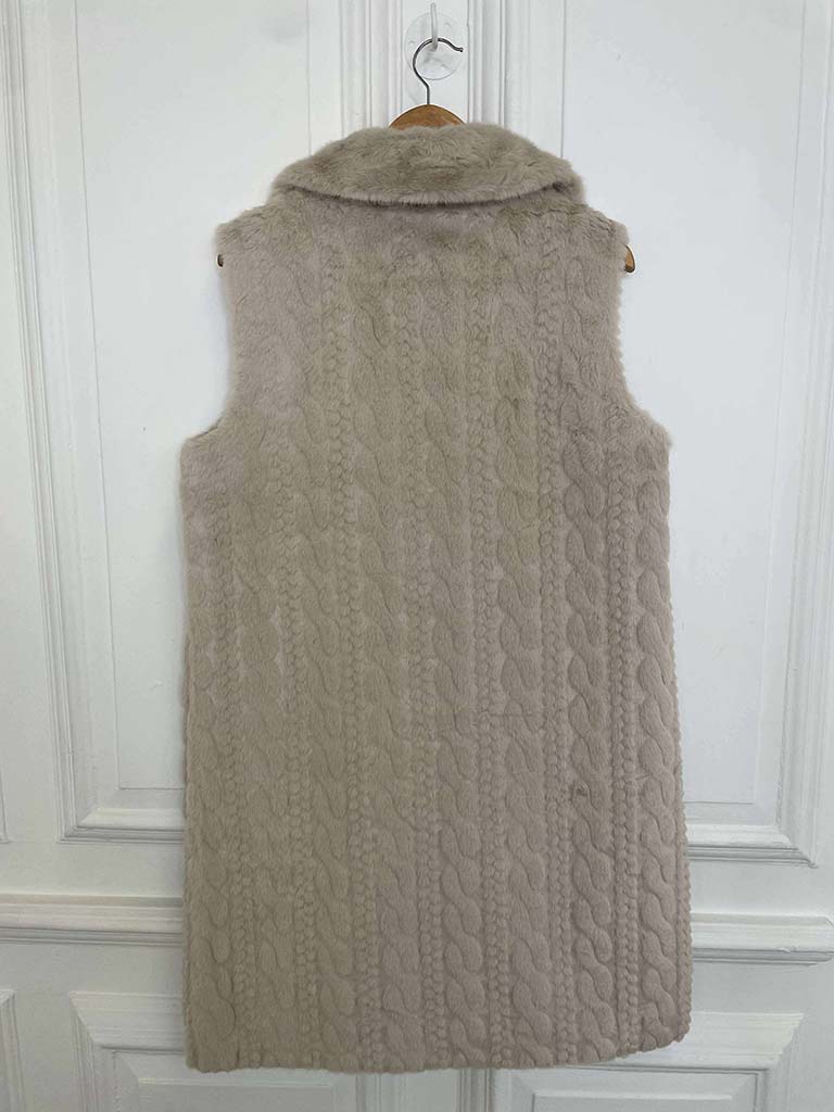 Luxe Cable Faux Fur Gilet - Cream