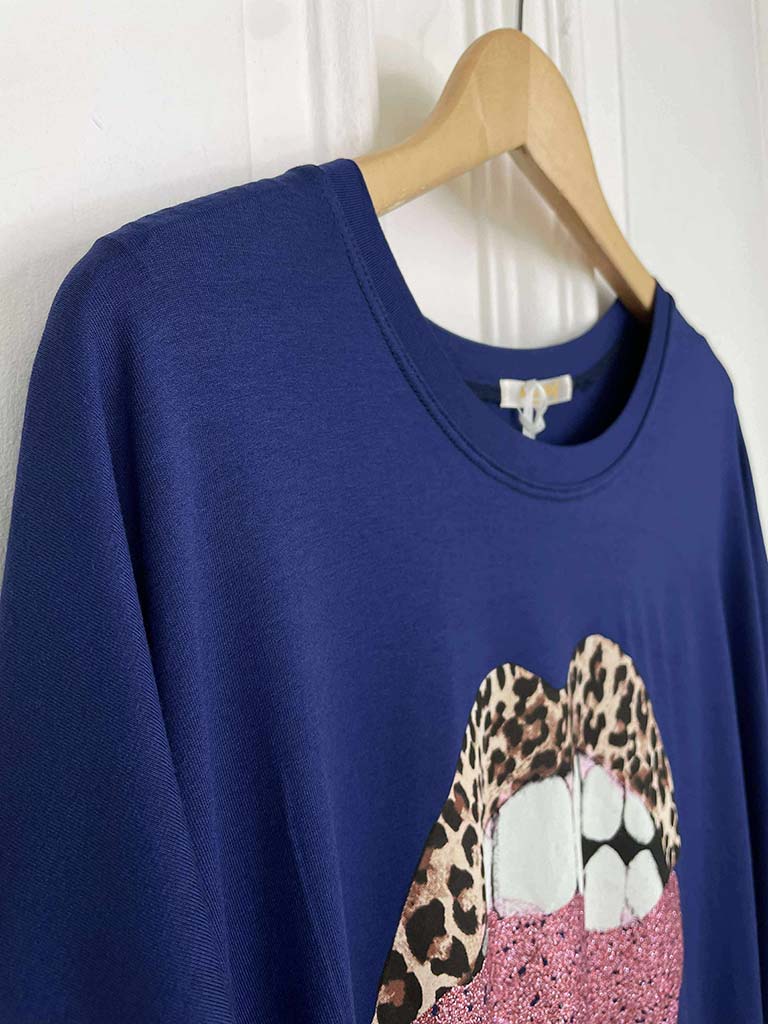 Malissa J Lips Tee - Navy