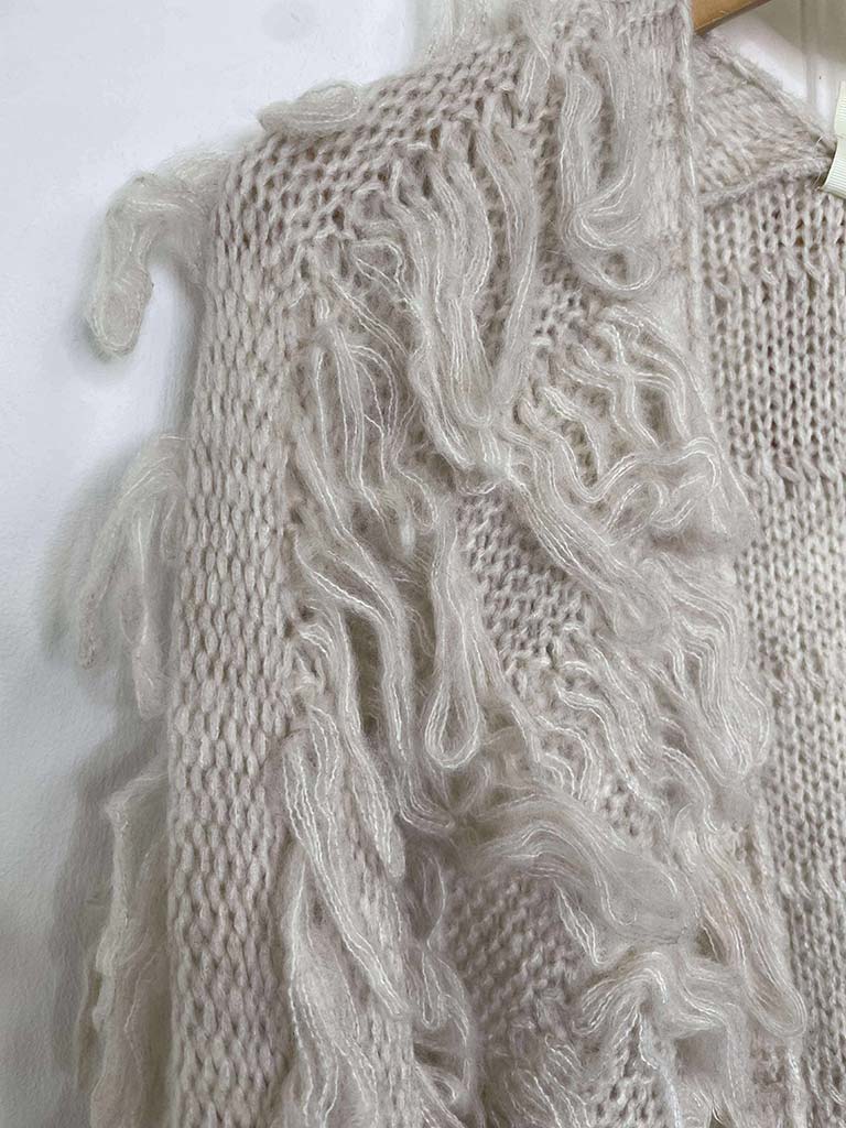 Slouchy Shaggy Cardigan - Stone