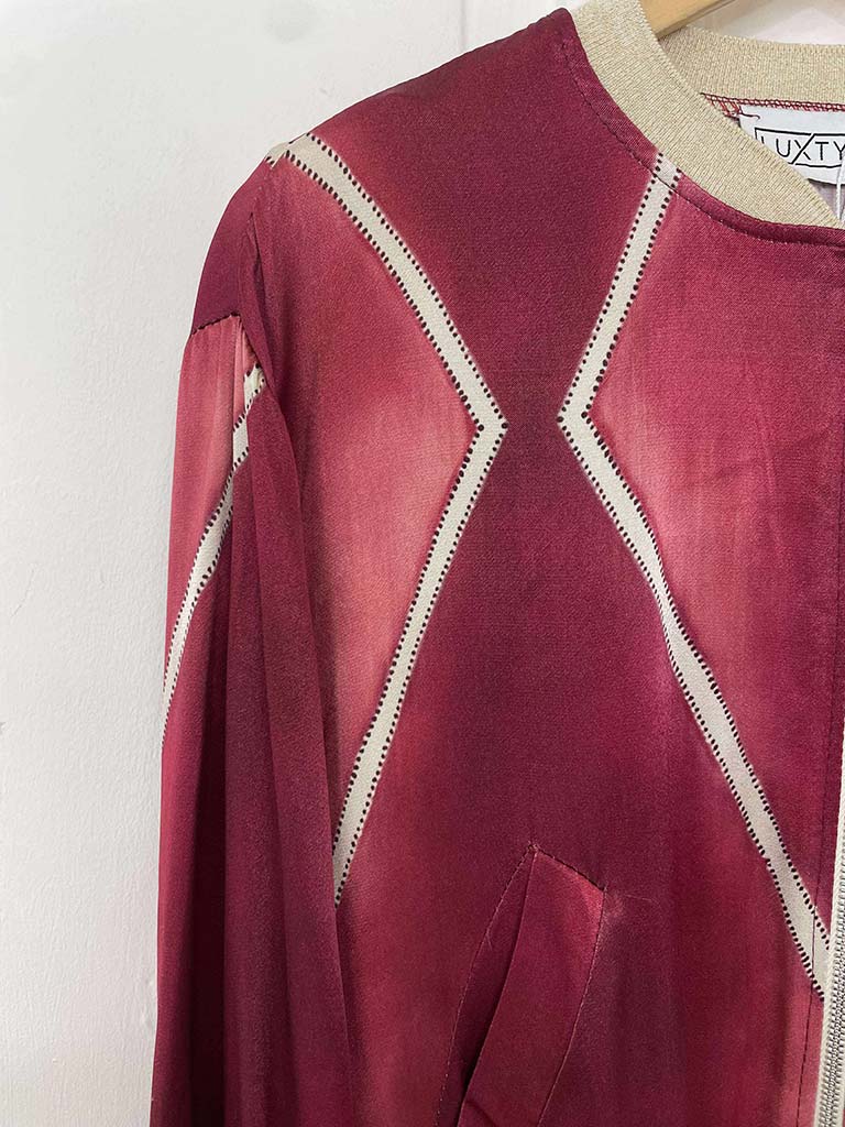 Harlequin Bomber Jacket - Ruby