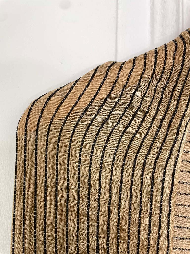 Cotton Stripe Scarf - Caramel