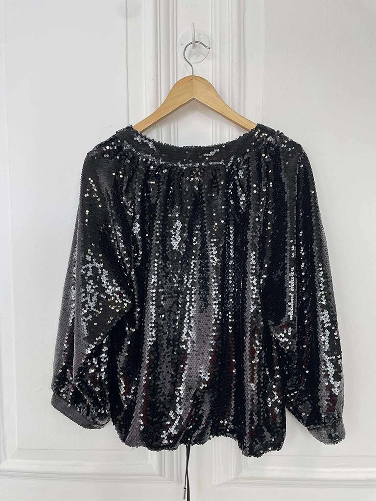 Malissa J Sequin Bomber Jacket - Black
